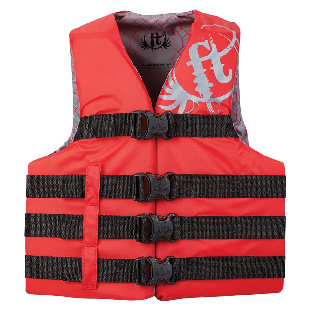 Adult Dual-Sized Nylon Water Sports Vest - Small/Medium (32"-40" Chest) Red
